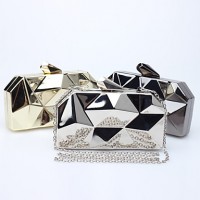 L.WEST Women's Irregular Lozenge Tin Box Evening Bag  