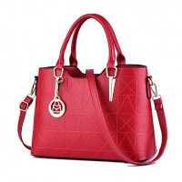 Women PU Baguette Shoulder Bag / Tote - Red / Black  