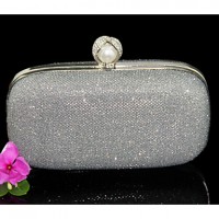 Women Satin Minaudiere Clutch / Evening Bag - Gold / Red / Silver / Gray / Black  