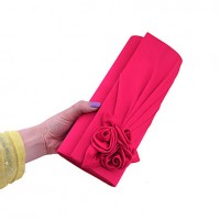 Women Satin Flap Clutch / Evening Bag - White / Pink / Blue / Green / Black  