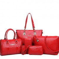 Women Patent Leather Barrel Shoulder Bag / Tote - Blue / Red / Black  