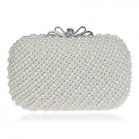 L.WEST Women High-grade Hand-made Pearl Bow Evening Bag  