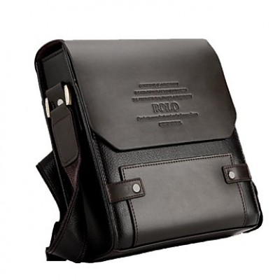 Men's PU Leather Flap Top Casual Business Crossbody Bag  