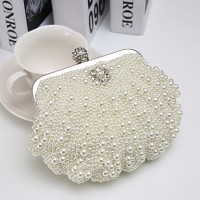 Women Elegant Noble Pearl Rhinestone  Evening Bag  