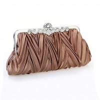 Women Chiffon /Satin Minaudiere Shoulder Bag / Clutch / Evening Bag-White / Purple / Brown / Red / Silver / Black  