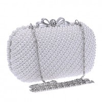 L.WEST Women High-grade Hand-made Pearl Bow Evening Bag  