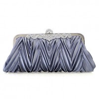 Women Chiffon /Satin Minaudiere Shoulder Bag / Clutch / Evening Bag-White / Purple / Brown / Red / Silver / Black  