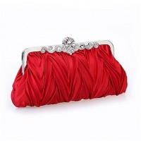 Women Chiffon /Satin Minaudiere Shoulder Bag / Clutch / Evening Bag-White / Purple / Brown / Red / Silver / Black  