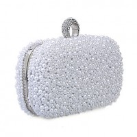 Women Imitation Pearl / Satin Casual Clutch Shoulder Bag / Clutch / Evening Bag-White / Beige / Champagne  