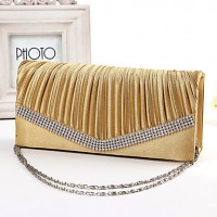 Women Satin Minaudiere Clutch / Evening Bag - White / Pink / Blue / Gold / Black  