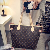 Women PU Shopper Tote - Brown  