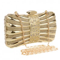 Women Polyester / Metal Minaudiere Clutch / Evening Bag - Gold / Silver  