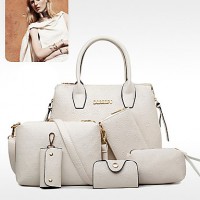 Women PU Barrel Shoulder Bag / Tote / Satchel / Clutch - White / Blue / Gold / Black  