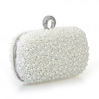 Women Imitation Pearl / Satin Casual Clutch Shoulder Bag / Clutch / Evening Bag-White / Beige / Champagne  