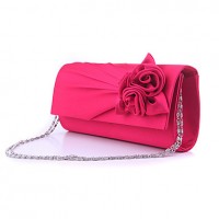 Women Satin Flap Clutch / Evening Bag - White / Pink / Blue / Green / Black  