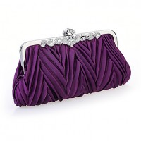 Women Chiffon /Satin Minaudiere Shoulder Bag / Clutch / Evening Bag-White / Purple / Brown / Red / Silver / Black  