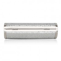 Handbags/ Clutches In Silver Satin With Crystal/Rhinestone   