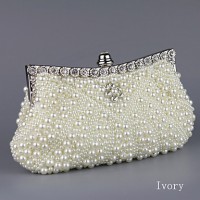 Satin with Pearl and Diamond Wedding /Special Occasion Evening Handbags/Clutchs  