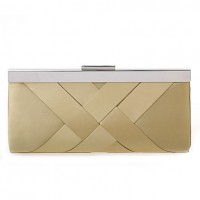 Women Silk / Metal Minaudiere Clutch / Evening Bag - Beige / Purple / Red / Black / Fuchsia  