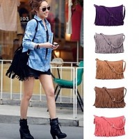 Women's Fringe Tassel Messenger Crossbody Shoulder Bag  