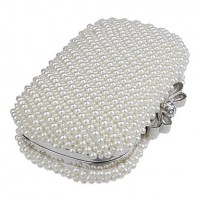 L.WEST Women High-grade Hand-made Pearl Bow Evening Bag  