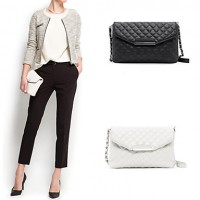 Women Quilted Shoulder Bag PU Leather Flap Front Crossbody Envelope Bag Clutch  