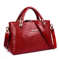 Women PU / Patent Leather Shopper Shoulder Bag / Tote - Blue / Red / Black  