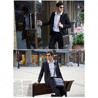 Men's PU Leather Flap Top Casual Business Crossbody Bag  