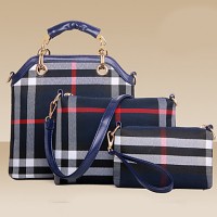 Women PU Barrel Shoulder Bag / Tote / Satchel / Clutch - Blue / Red / Black  