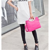 Women PU Baguette Tote - White / Pink / Blue  