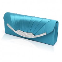 Women Satin Minaudiere Clutch / Evening Bag-White / Purple / Blue / Gold / Red / Black / Almond  