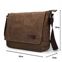 Men 's Canvas Sling Bag Shoulder Bag - Brown/Black  