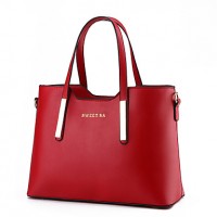 Women PU Baguette Shoulder Bag / Tote-Red / Black  