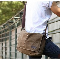 Men 's Canvas Sling Bag Shoulder Bag - Brown/Black  