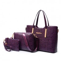 Women PU / Patent Leather Barrel Shoulder Bag / Tote - Purple / Red / Black  