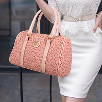   Women PU Barrel Shoulder Bag / Tote - White / Pink / Blue / Brown  